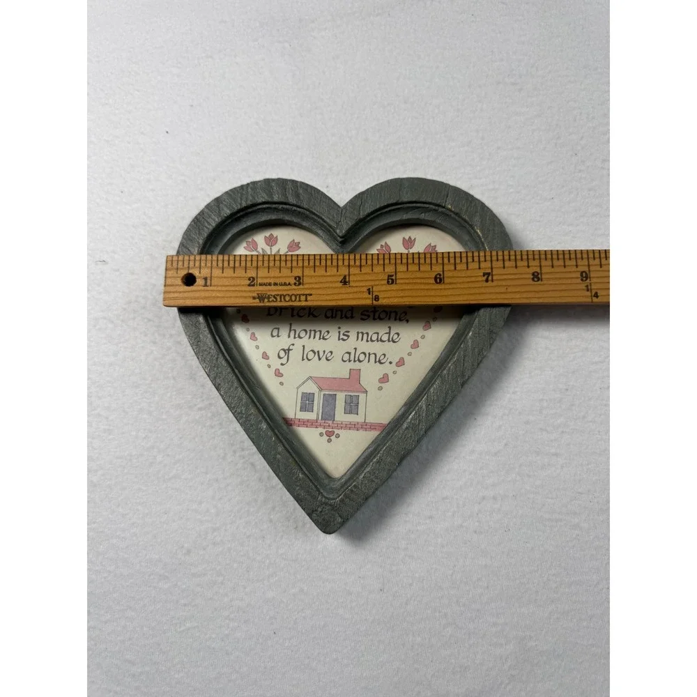 Cottagecore Homco Heart Wall Plaques Grey Love Grows Happy Hearts Set 2